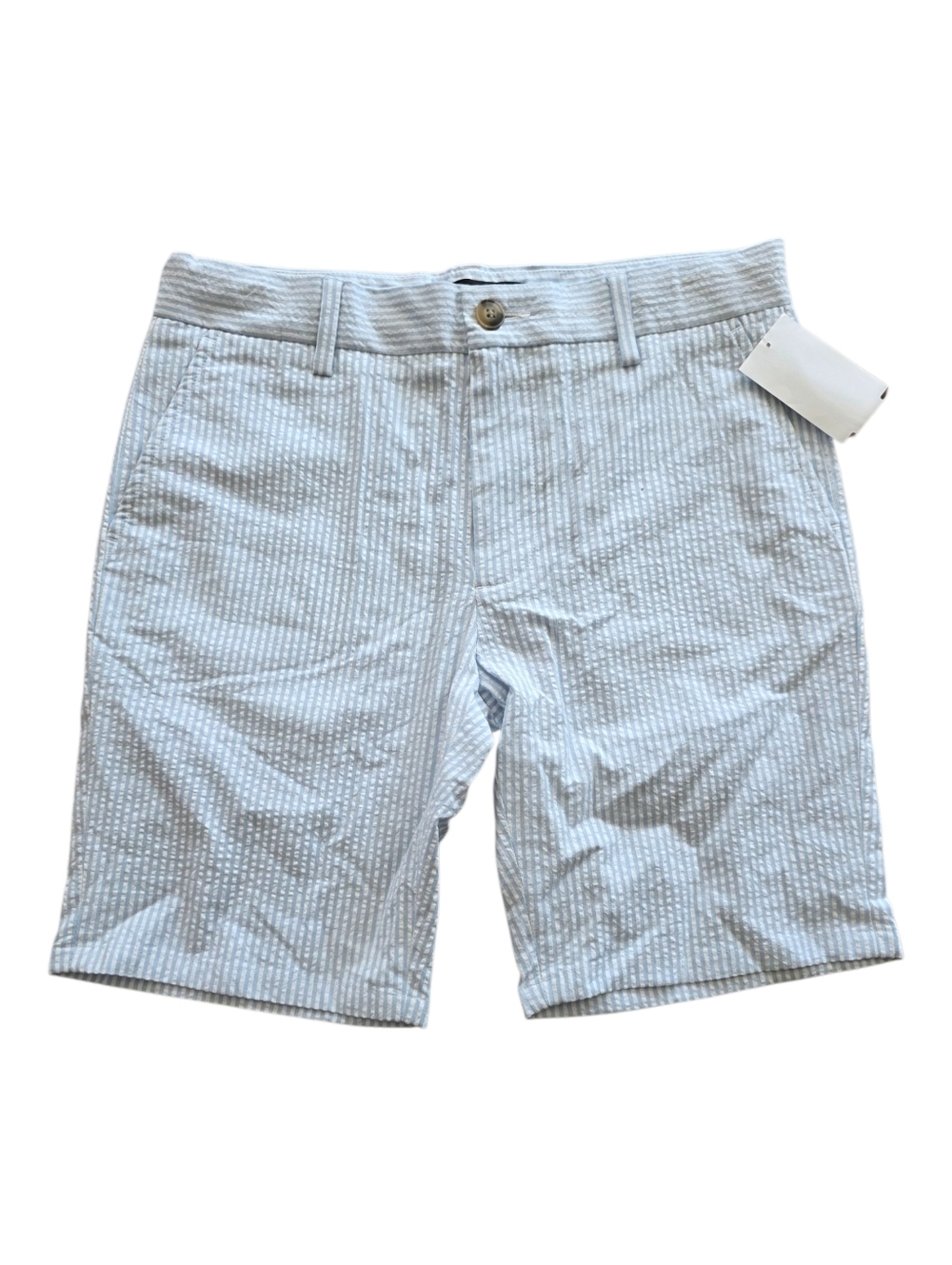 Nordstrom Light Blue Seersucker Flat-Front Railroad Stripe Boys Shorts 14